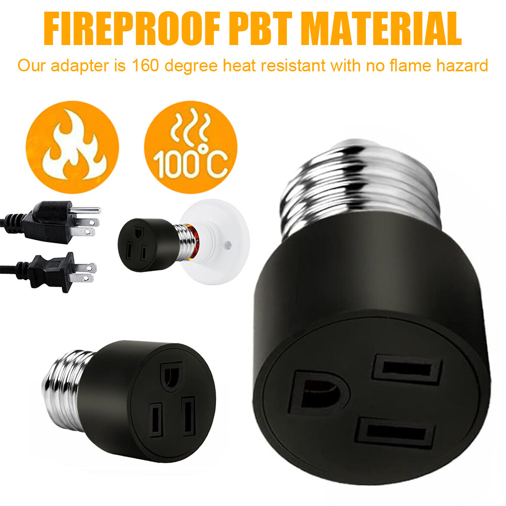 E26/E27 Light Bulb Socket 2/3 Prong Outlet Light Socket to Plug Adapter Convert