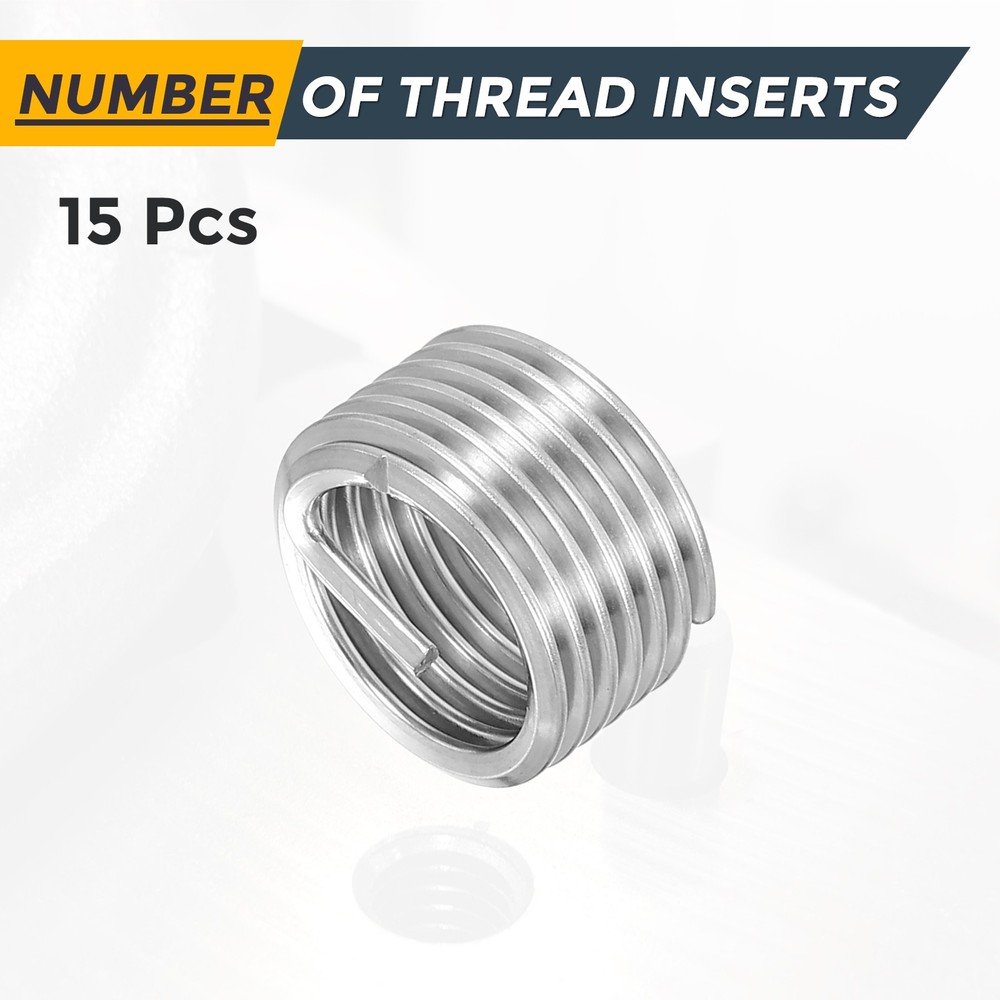 15pcs Wire Thread Inserts M16 x 2 x 1D Metric Helical Threaded Sleeve