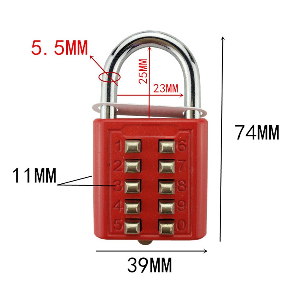 Button Combination Padlock Zinc Alloy Digits Password Lock for Trolley Case