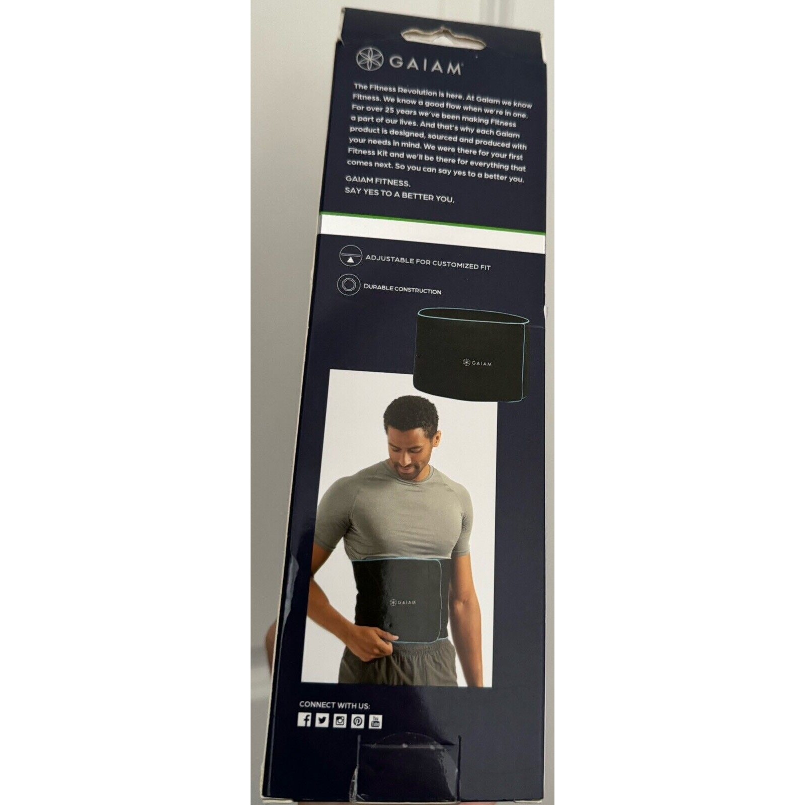 GAIAM Slimmer Belt 10" Width. New Up To 45” Waist Durable Cons. Brand New Sealed