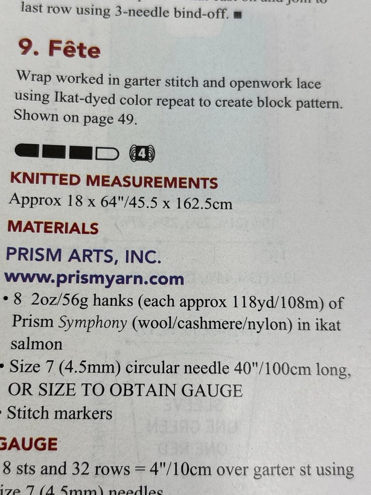 Fête Wrap Knitting Pattern Magazine Pages