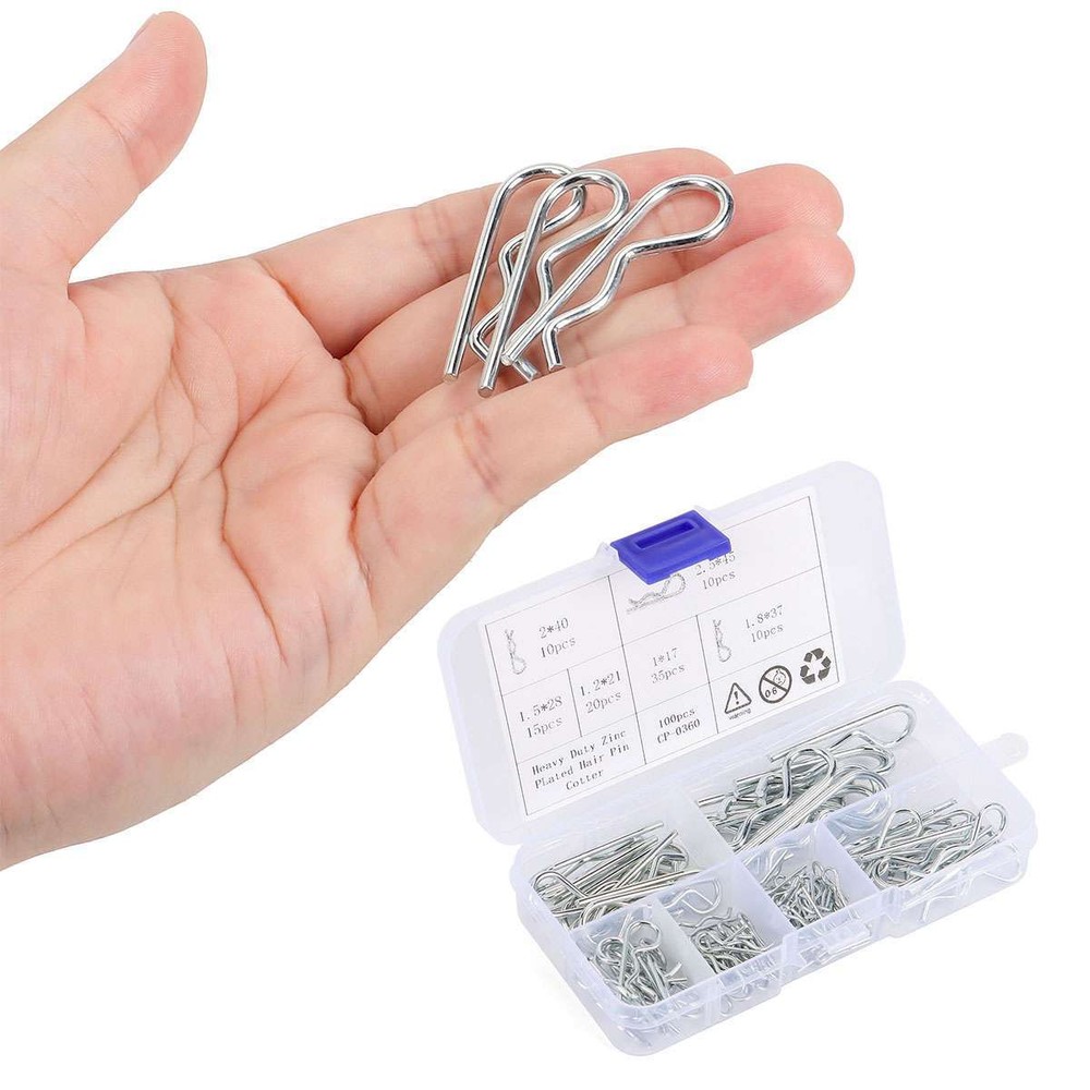 100 Pcs Cotter Pin Assortment Set 6 Sizes Grab Split Fixings Securing Lock Pins