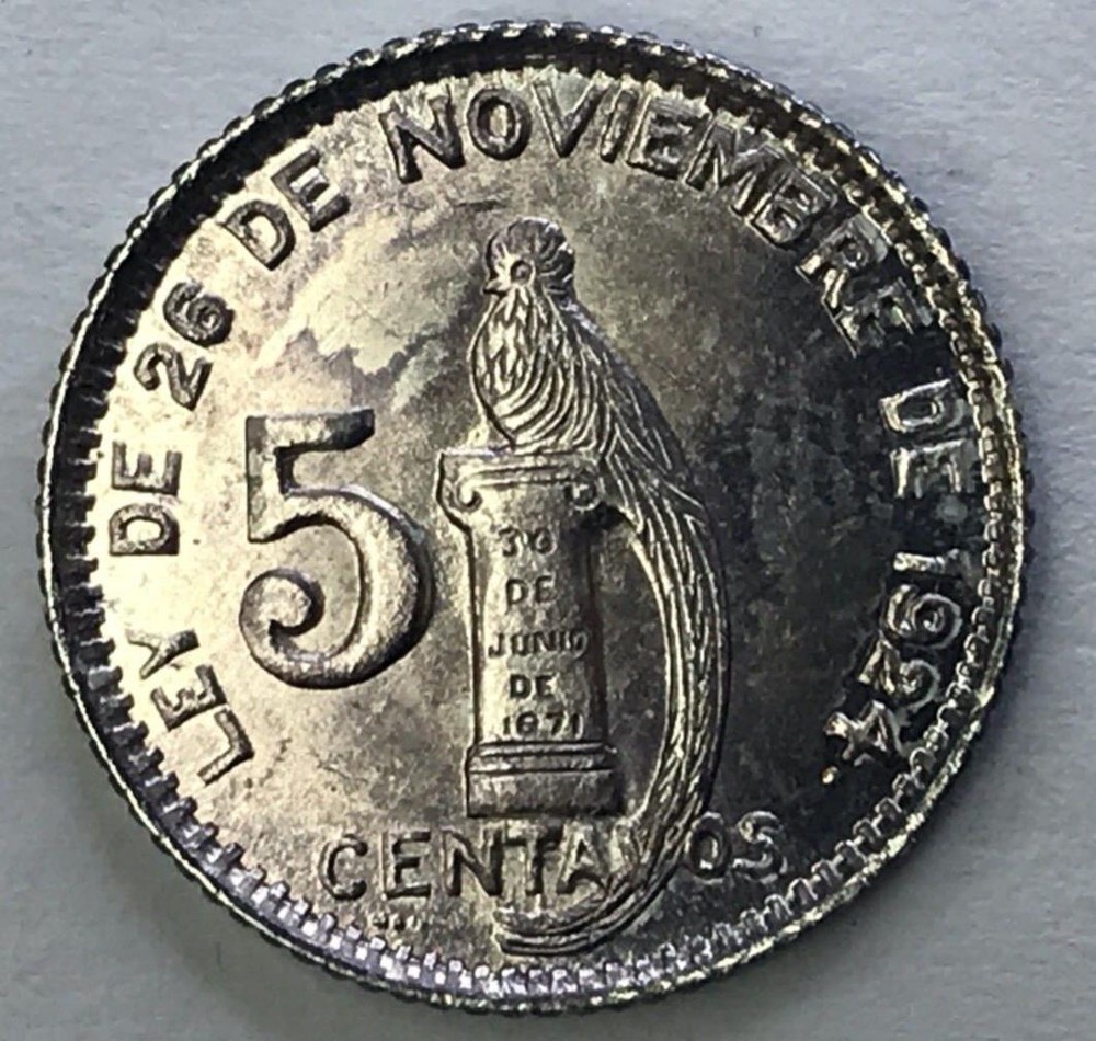 🇬🇹🇬🇹 1945 GUATEMALA 5 CENTAVOS CENTS UNC 🇬🇹🇬🇹