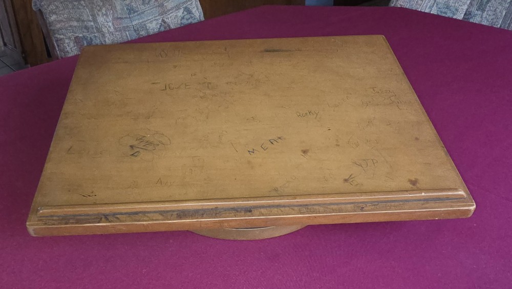 Vintage Original Classroom Solid Wood Rotating Drafting Drawing Table Desk Top