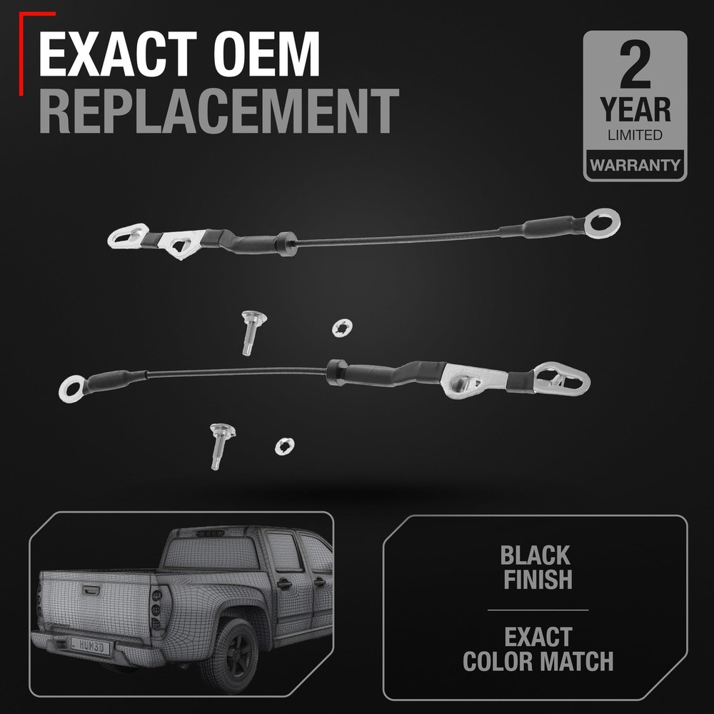 T1A Tailgate Cable Replacement Set- Rear Left & Right Side - Compatible with ...