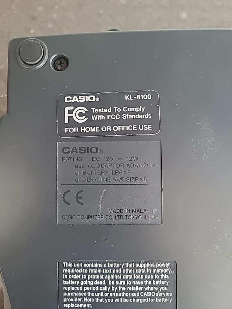 Casio Label Printer KL-8100 - Printer & Ribbon Only (NO POWER CORD) Working