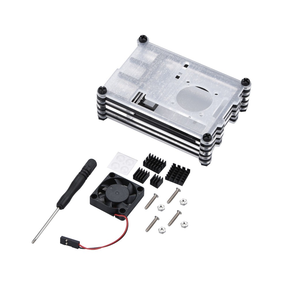 Clear 9 Layers Case with Cooling Fan Heatsink Screwdriver For Raspberry Pi 4B E