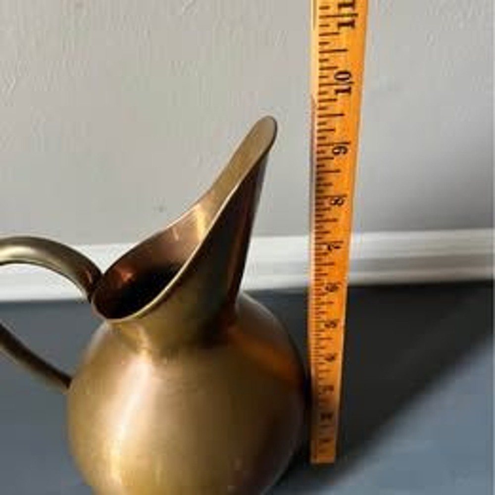 Vintage Copper and Brass Pitcher 10”