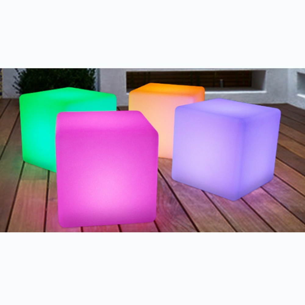 Rechargeable Square Stool Light, 16 Light Colors LED Square Stool