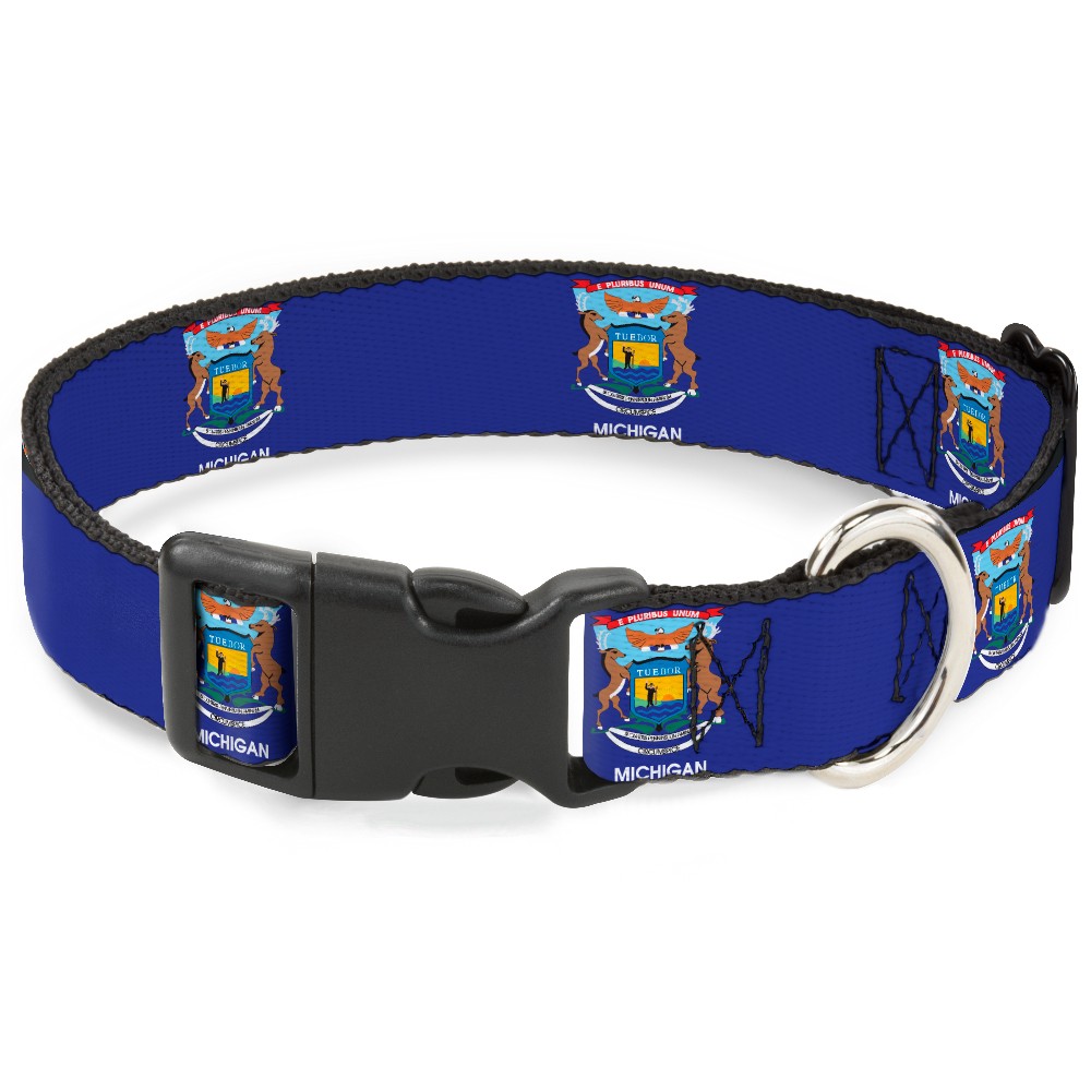 Plastic Clip Collar Michigan Flag Continuous Medium 11-16.5"