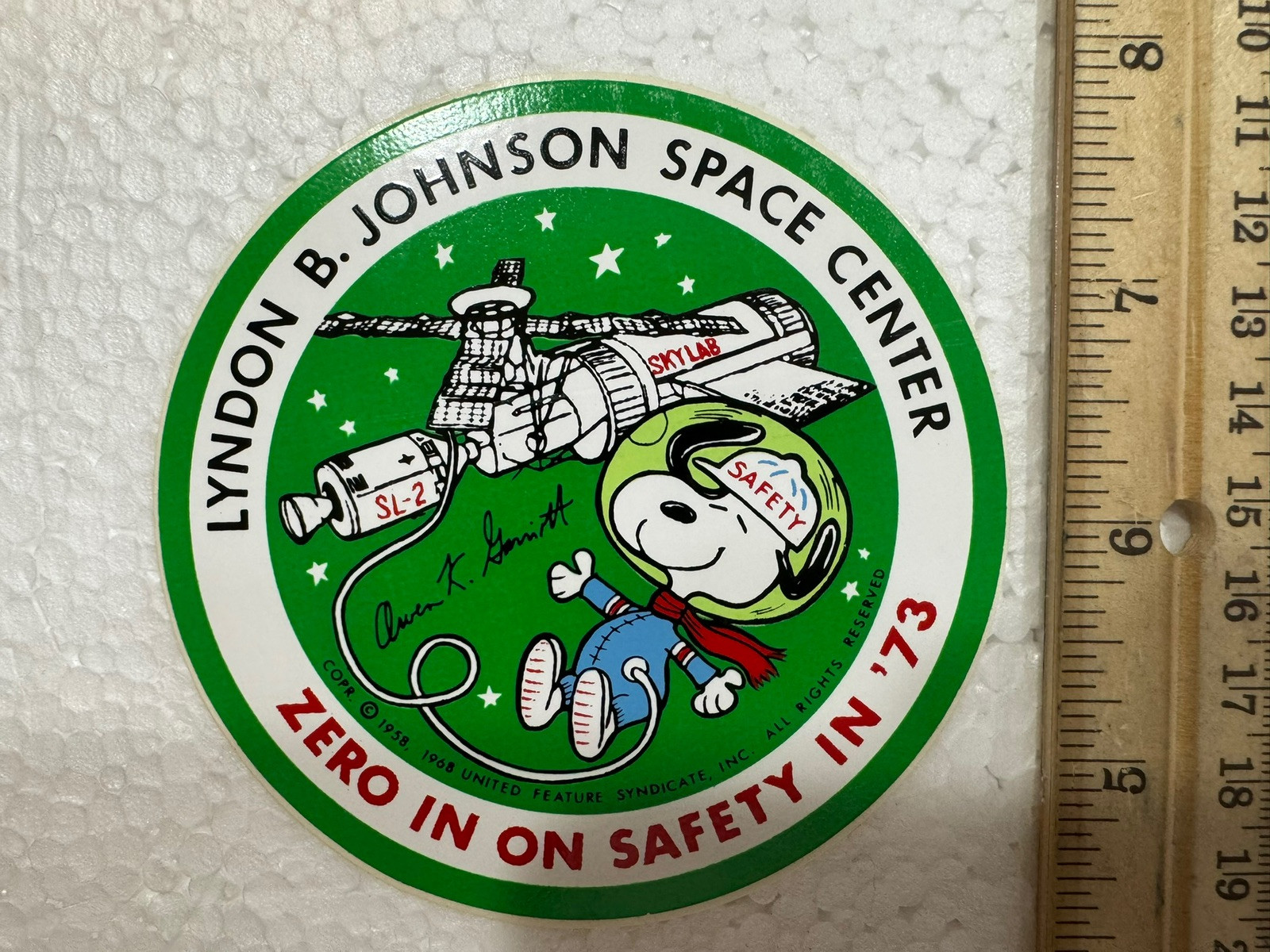 Vintage 1973 Snoopy - Skylab 2 - LBJ Space Center Sticker