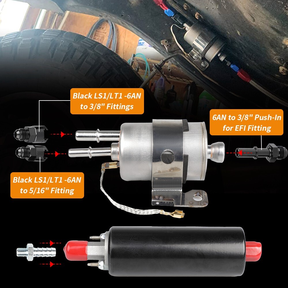 Walbro TI 255LPH Inline LS Swap High Pressure EFI Fuel Pump w/Install Kit GSL392