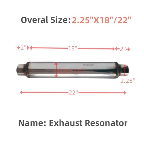 Exhaust Resonator Muffler, Straight Through Design, Low and Deep 2.25X18/22