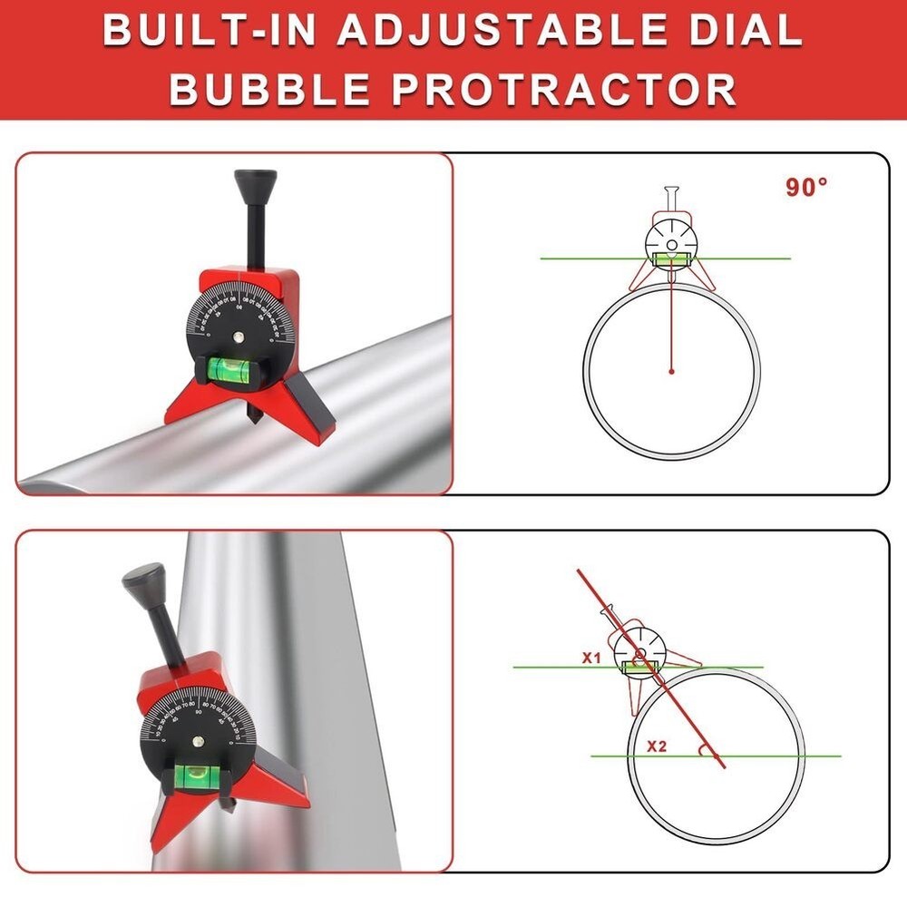 Magnetic Base Pipe Center Locator Precise Alignment Anodized Aluminum Alloy
