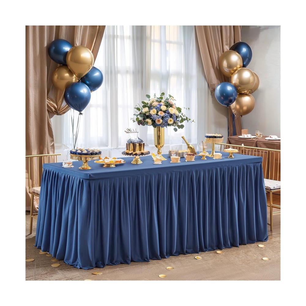 6 Pack Navy Blue Table Clothes for 8 Foot Rectangle Tables, Premium Polyester...