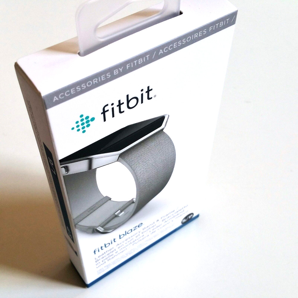 Fitbit Blaze replacement Genuine Leather WristBand & Frame Clasp Small Grey New