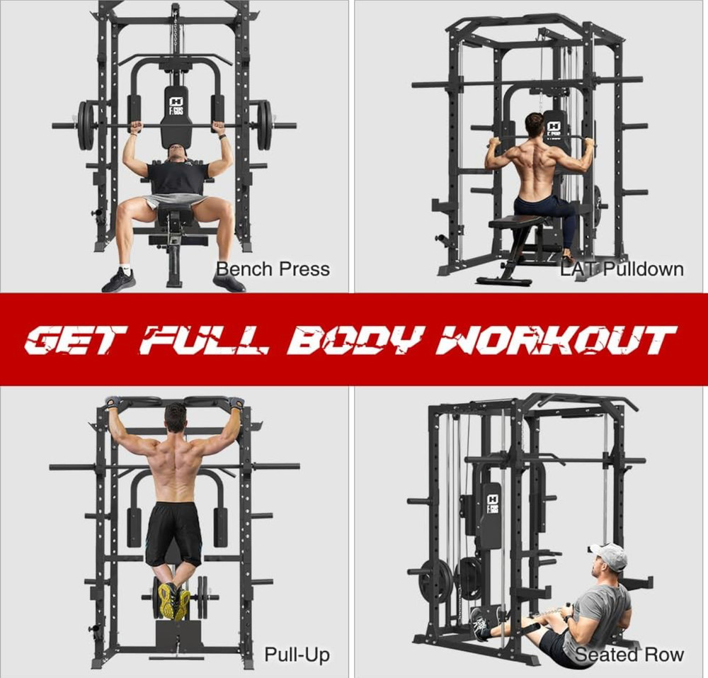 Multi-Functional SmithMachine Power Cage Power Rack Squat Rack Home Gym System
