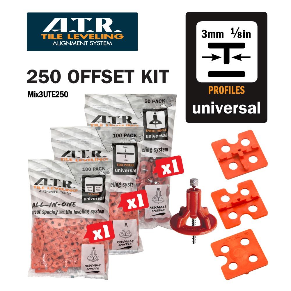 ATR Tile Leveling Alignment System 3mm OFFSET DIY KIT Use for Floors and walls