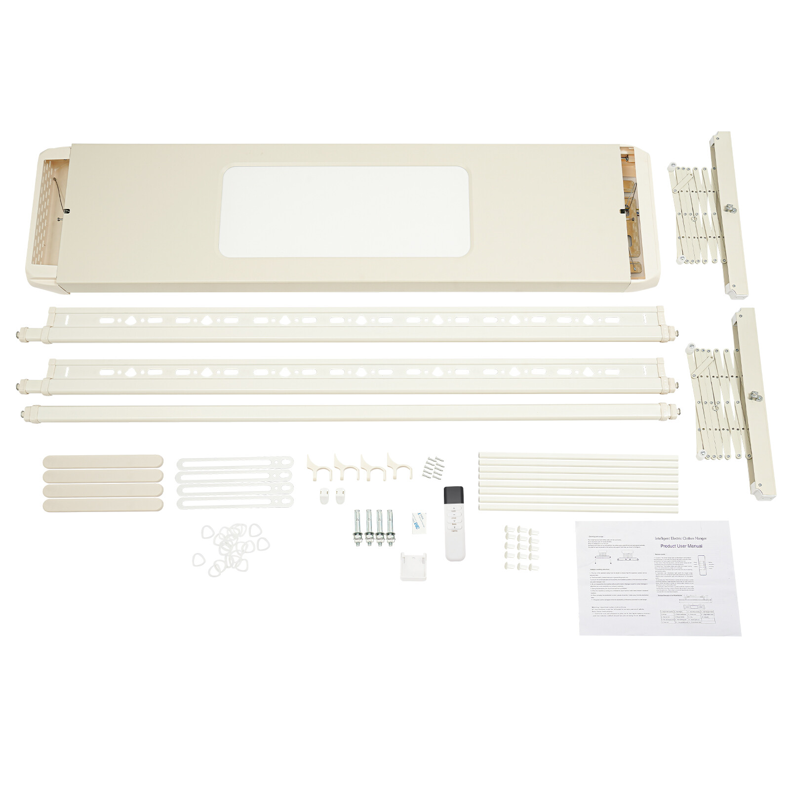 8 Rods Ceiling-mounted Clothesline Resealable Vertical Drying Rack Led Light 24W