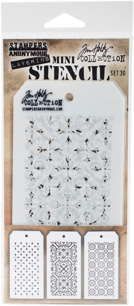 Tim Holtz Mini Layered Stencil Set 3/Pkg-Set #30 - MTS-30