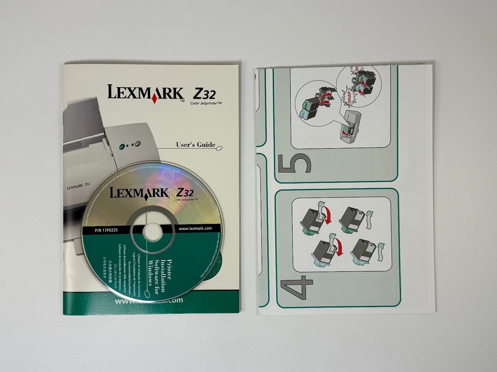 Lexmark Z32 Color Jet Printer Software & Drivers Install CD &  Booklet