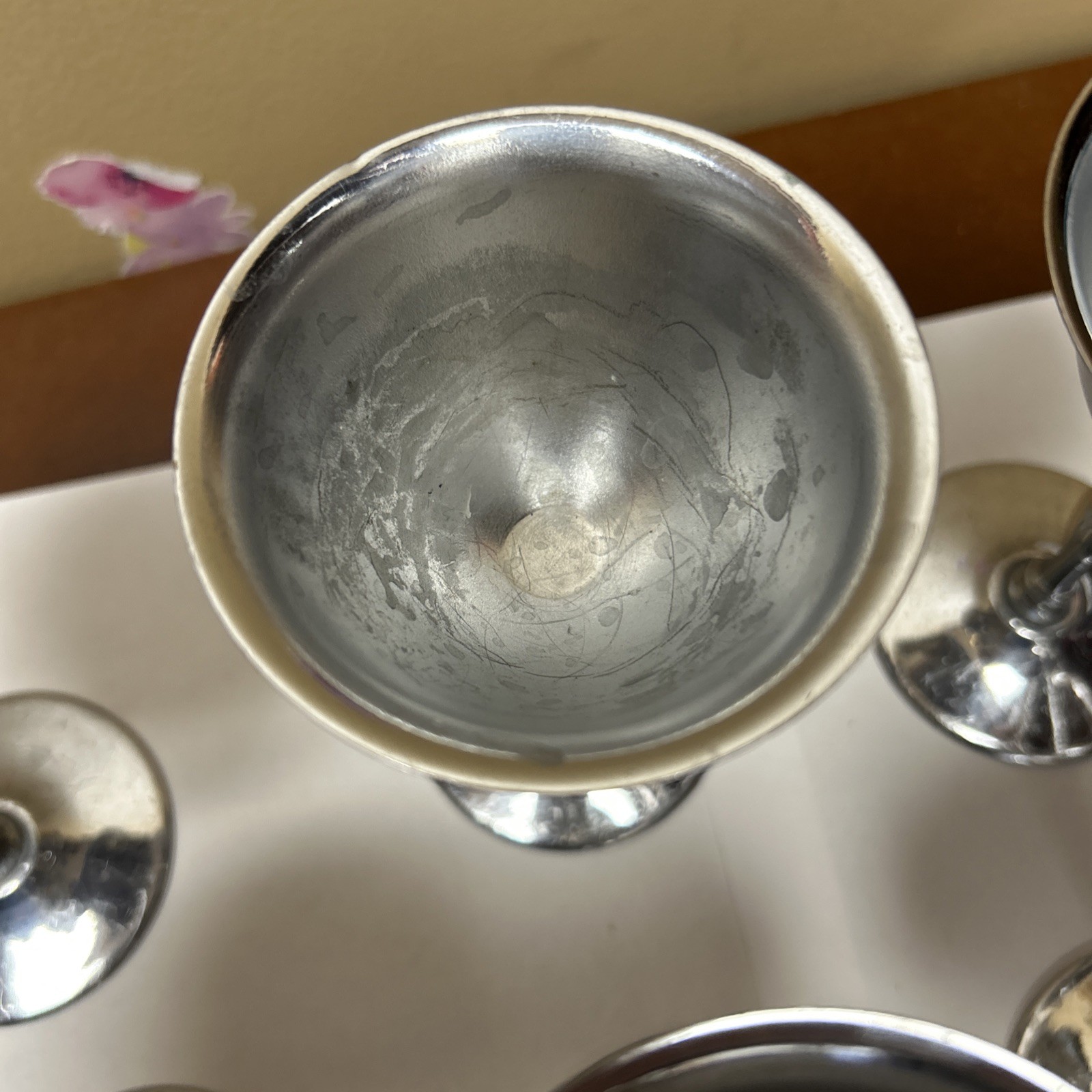 6 Stainless/Chrome-Wine/Champagne Goblets-READ