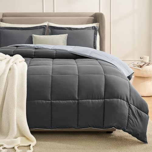 Comforter Set Grey, Comforters Size Bed Sets, Soft Twin 01-gray/Light Grey