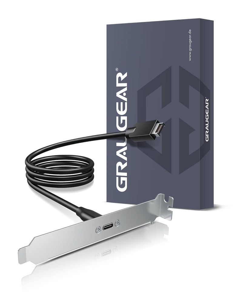 GRAUGEAR 20Gbps USB 3.2 Gen 2x2 USB-C Front Panel Type-C Adapter, Silver