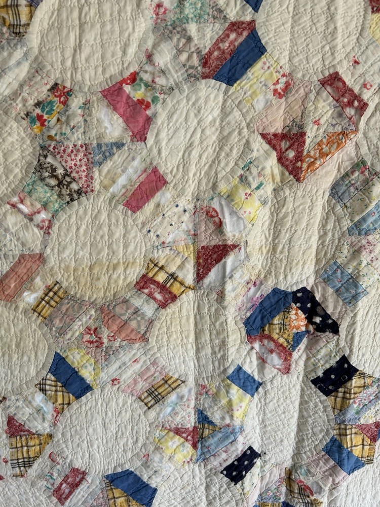 Vintage Handmade Patchwork Snowball Quilt