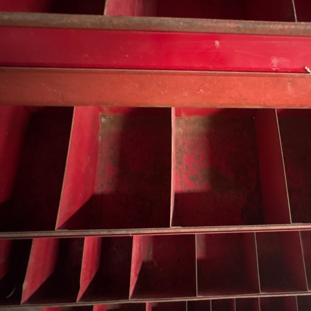 Red Metal Multi-Compartment Storage Bin Cabinet Rack Organizer