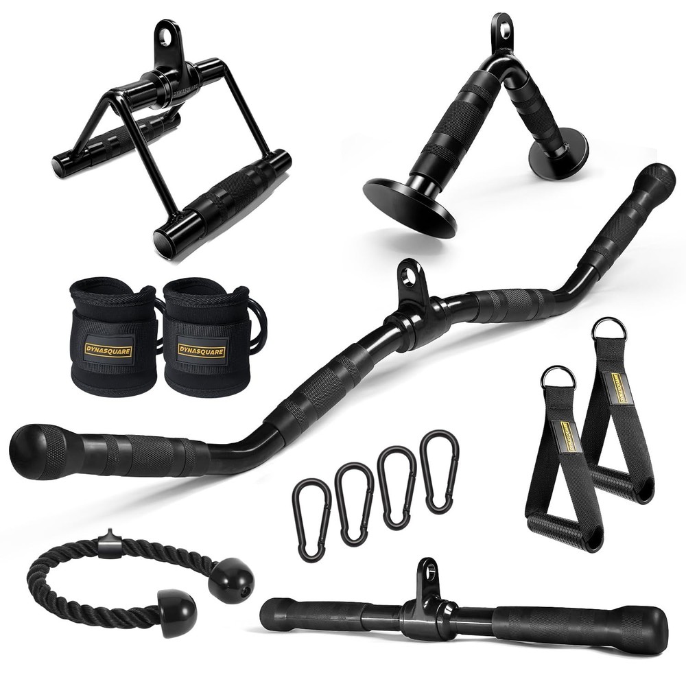 LAT Pulldown Attachments Combo, Cable Machine Accessories with Curl Pulldown ...