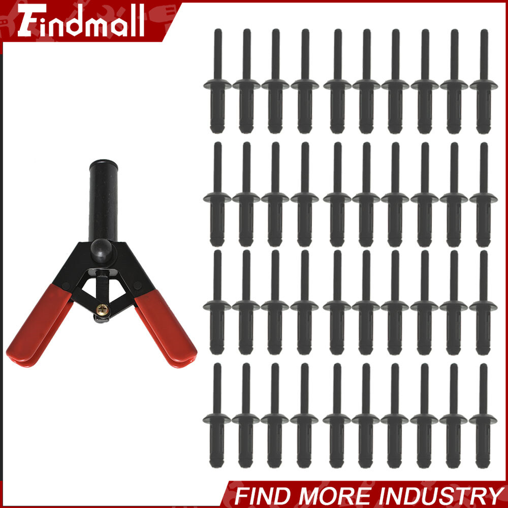 Findmall 41 Pack Assorted Plastic Riveter Rivet Gun Set Hand Tool W/ 40 Rivets