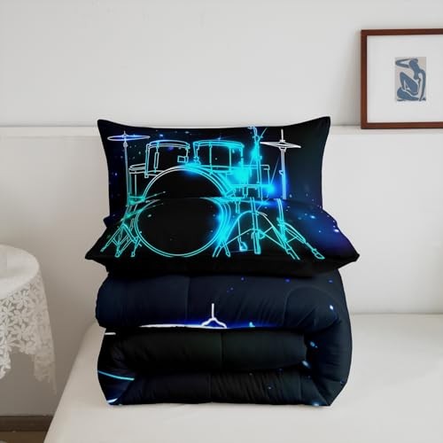 Drum Kit Bedding Set Abstract Musical Instruments Comforter Set Twin Multi 38
