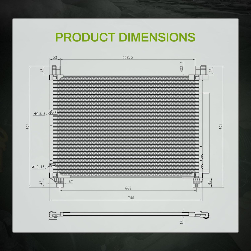 A/C AC Condenser Air Conditioning Condenser Compatible with 2014 2015 2016 2017