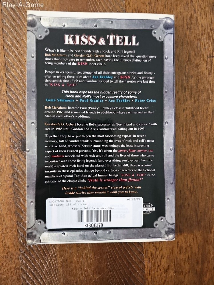 Kiss & Tell Paperback Book (light staining of top edge)