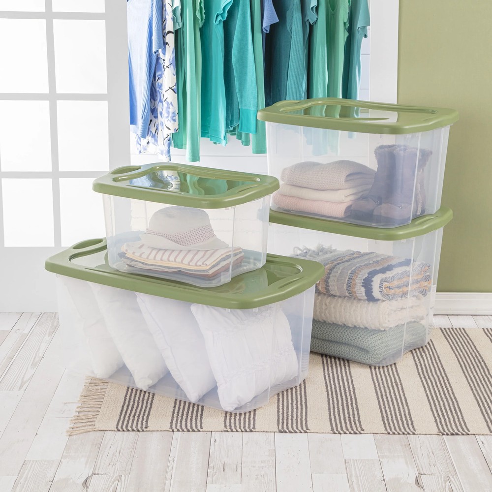 Sterilite EZ Carry 70 Quart Large Storage Bin, Clear Plastic Storage Container