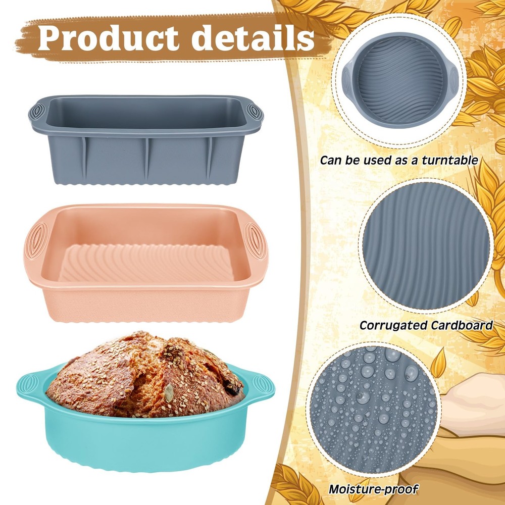 Baderke 9 Pack Silicone Baking tray Set Includes /, blue, pink, grey