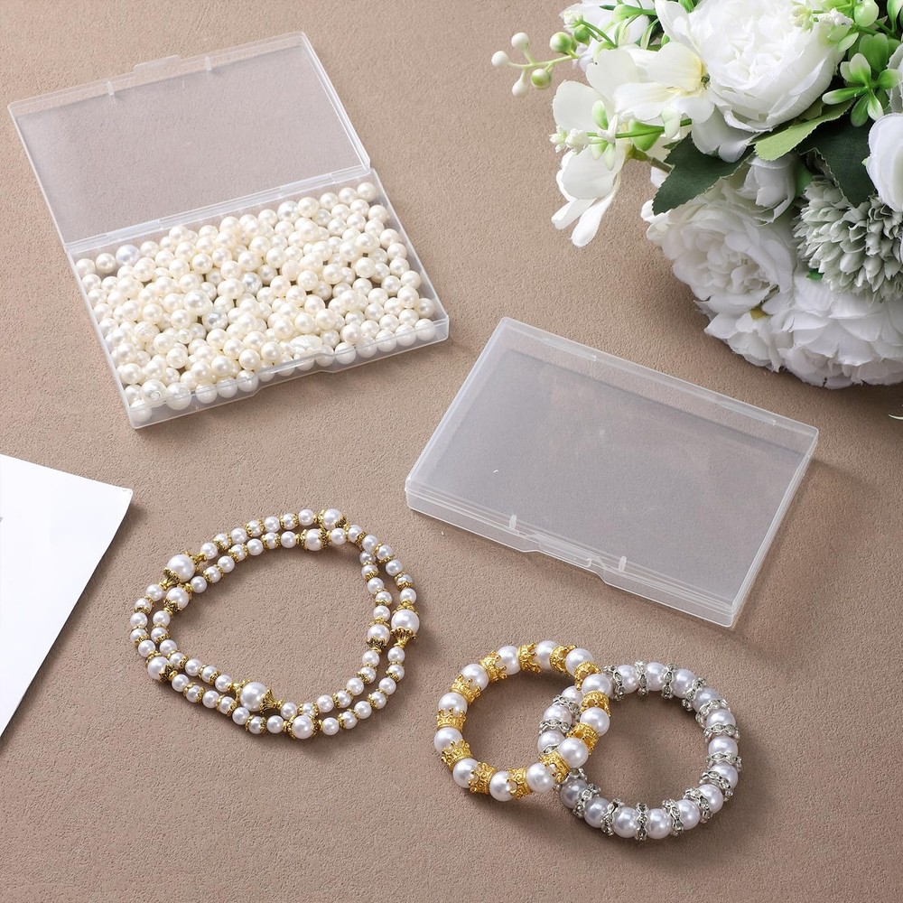 4 pcs Small Plastic Box, Clear Mini Storage Containers with Hinged Lid clear