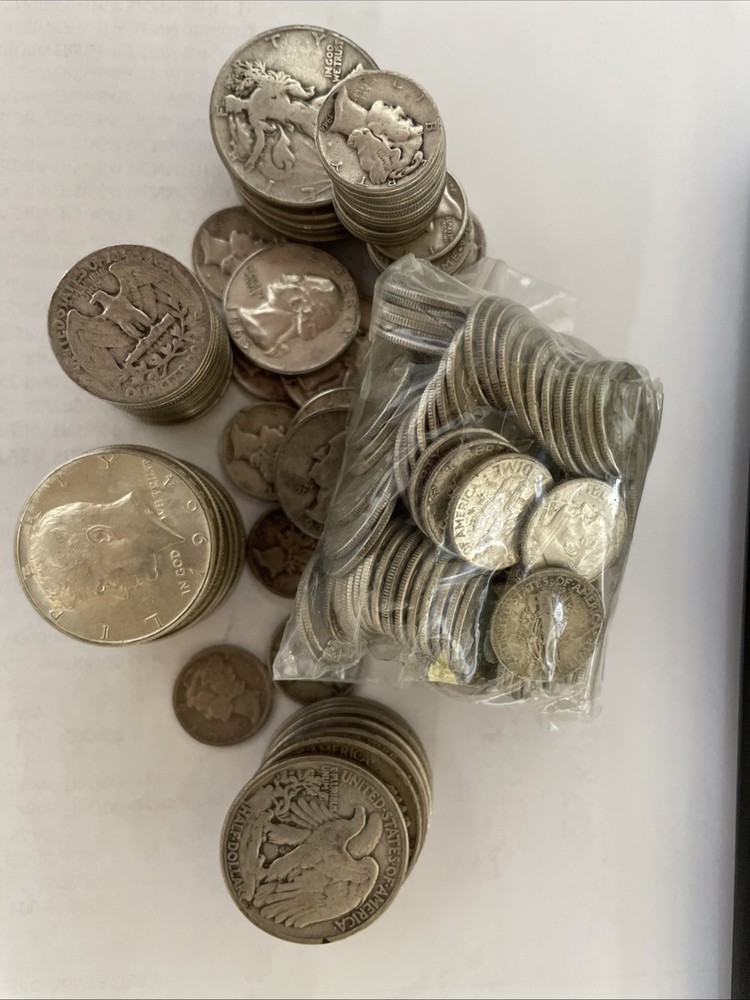 $2 Face Value 90% Silver  Junk Silver Half, Quarters, Dimes, Mixed Circulated Co