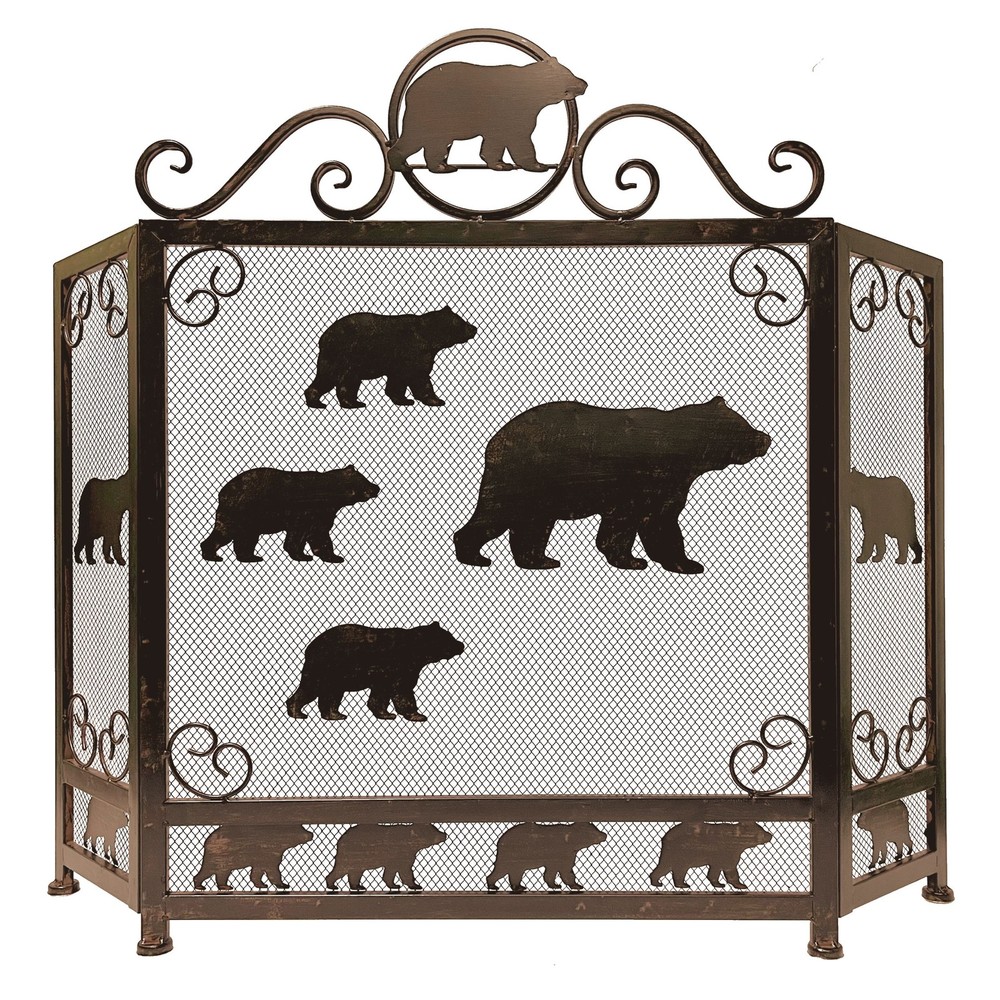 3-Panel Fireplace Screen with Sloth of Bears Design