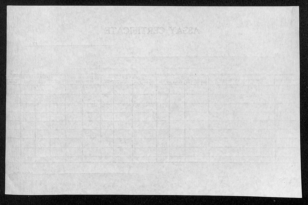 Generic Assay Certificate c1930's Unused Gold Silver
