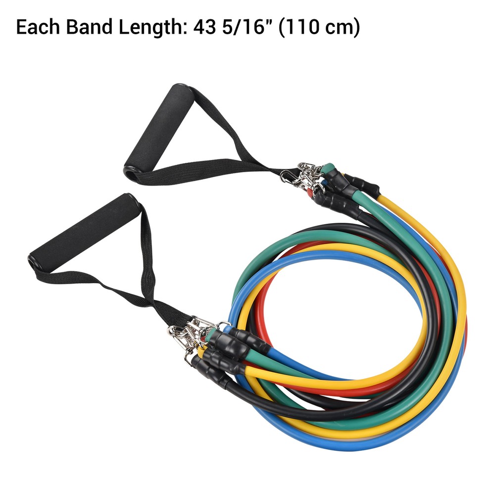 5 Tubes Resistance Bands Set Exercise Workout Stackable 100Lbs Ankle Strap Home