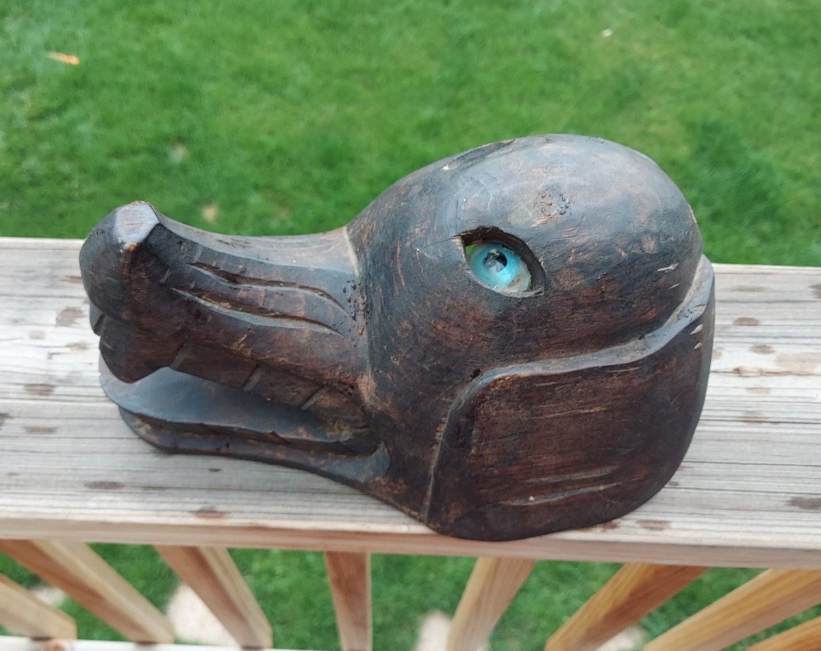 Vintage Mexico / Central American Carved WOLF Mask