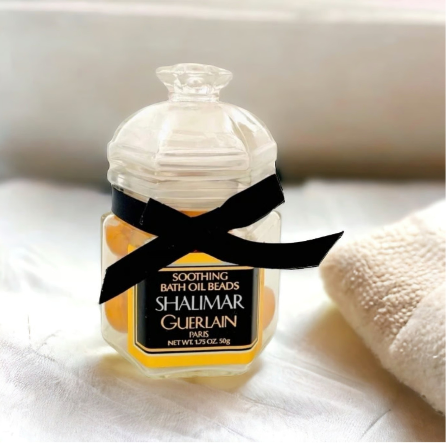 Vintage GUERLAIN Shalimar Bath Oil Beads Perfumed Bath Capsules 1.75 oz Sealed