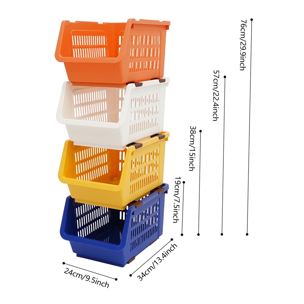 4 PCS Stacking Storage Baskets Modern Storage Bins Stackable Organizer Baskets
