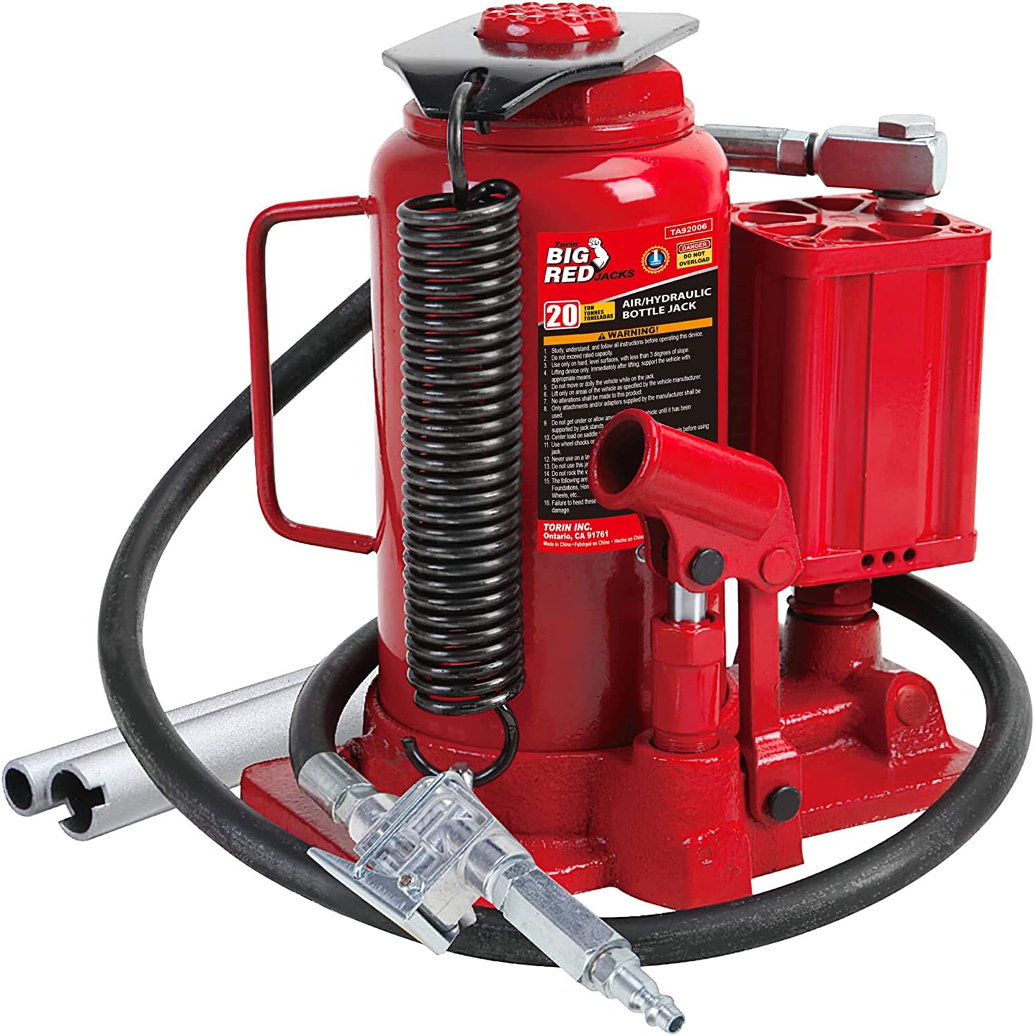 BIG RED 20 Ton Torin Pn eumatic Air Hydraulic Bottle Jack with Manual Hand Pump