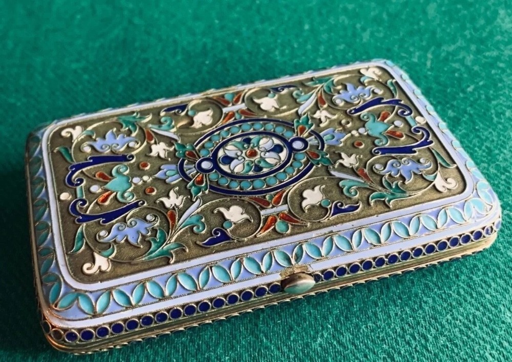 Rare silver enameled cigarette case