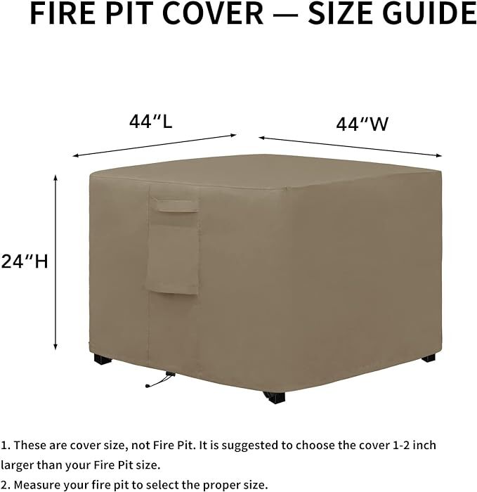 Outdoor Fire Pit Cover, Round/Square/Rectangular Waterproof & Weatherproof Cover