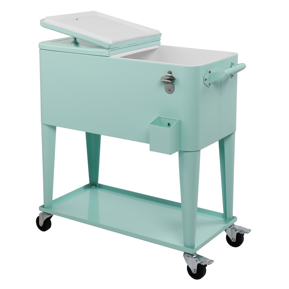 Rectangular Plastic Frozen Insulation Cart, Mint Green, Portable Cooler