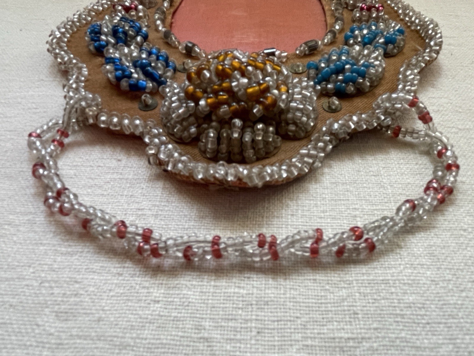 Antique 1906 Native American Beaded Picture Frame